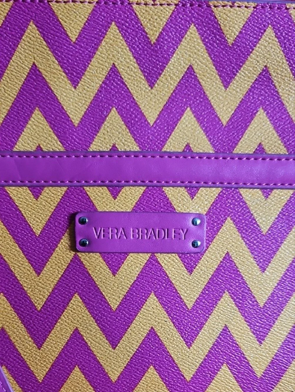 Vera Bradley Pink and Yellow Chevron Crossbody Purse